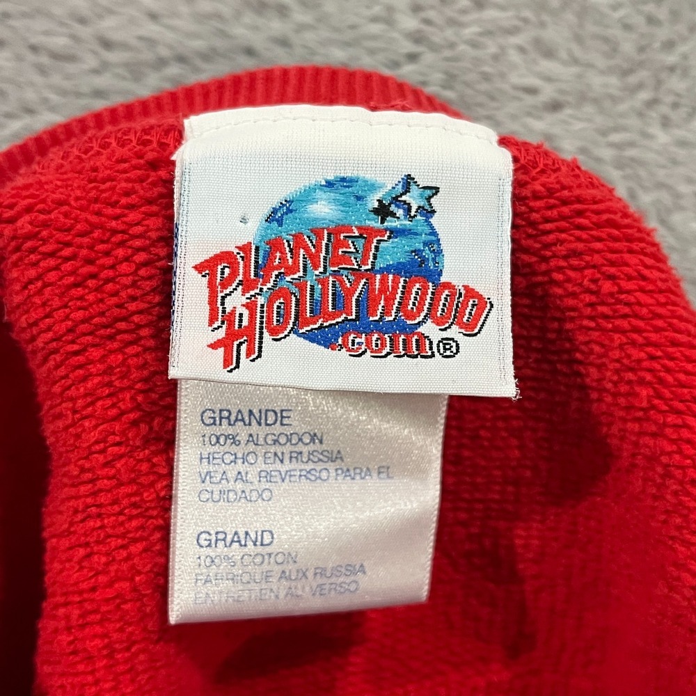 Vintage 1998 Planet Hollywood Sweatshirt Mens Large Red Crew Neck Spellout Logo - Picture 4 of 9